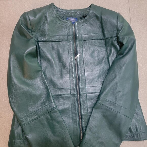 Classic Design Pendleton Sheep Leather Jacket Forest Green Size Small - Picture 5 of 12